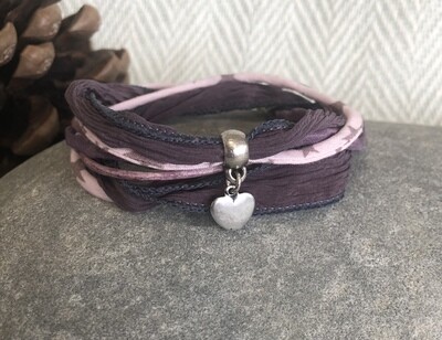 Purple and Pink Double Wrap Bracelet