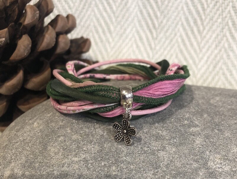 Pink & Green  Double Wrap Bracelet