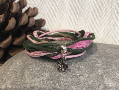 Pink & Green Double Wrap Bracelet
