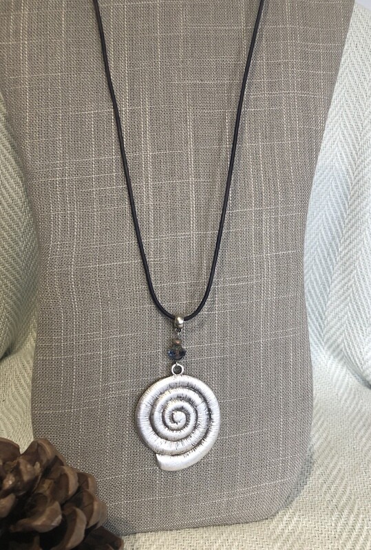 Large Ammonite  Necklace - Navy