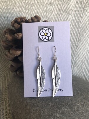 Antique Silver Feather Earrings