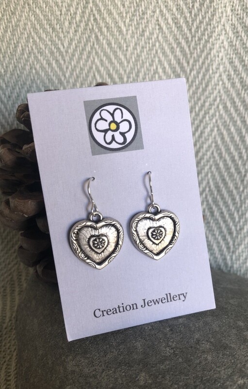 Antique Silver Heart Earrings