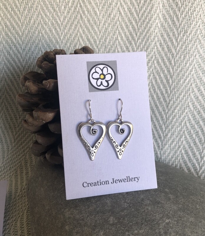 Antique Silver Heart Earrings