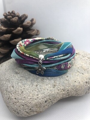 Liberty Double Wrap Bracelet - Turquoise, Purples & Blue
