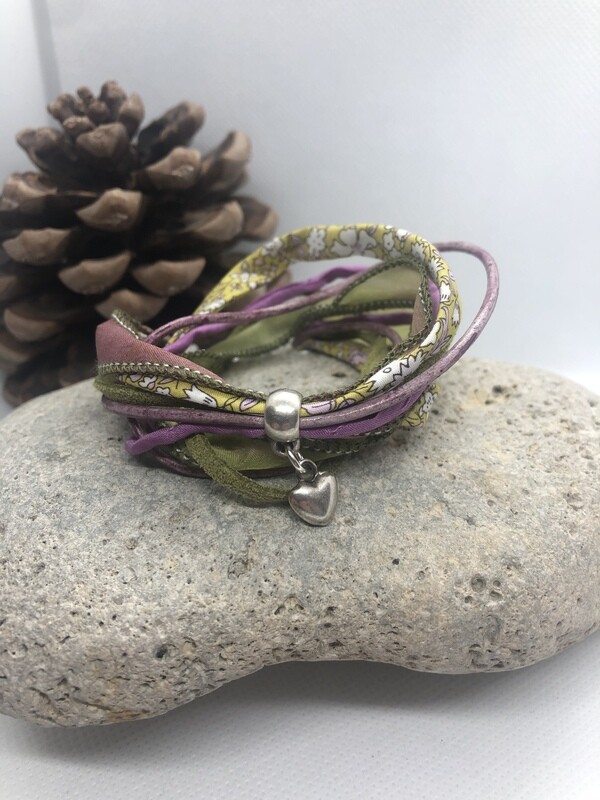 Liberty Double Wrap Bracelet -  Pink and Green