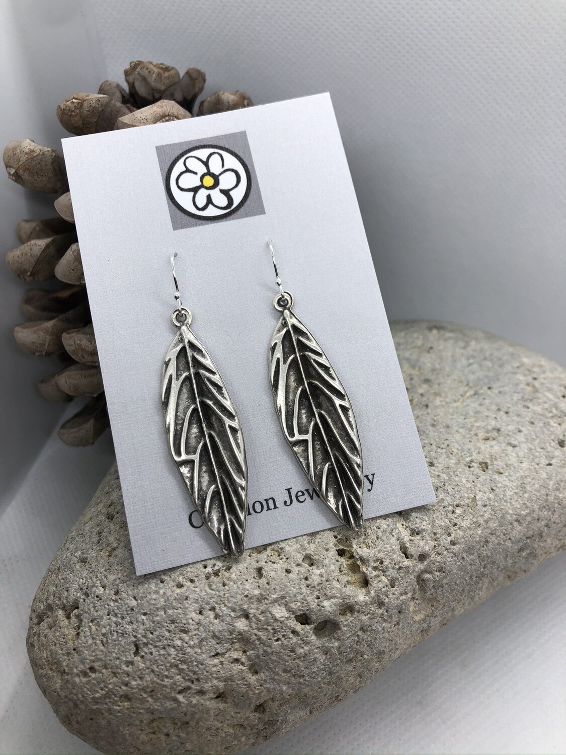 Oxidised Leaf Earrings