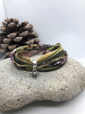Purple & Green Double Wrap Bracelet