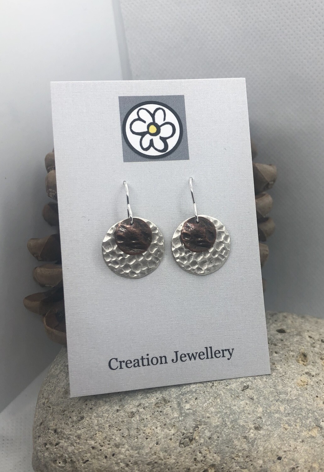Drop Earrings - Hammered Discs