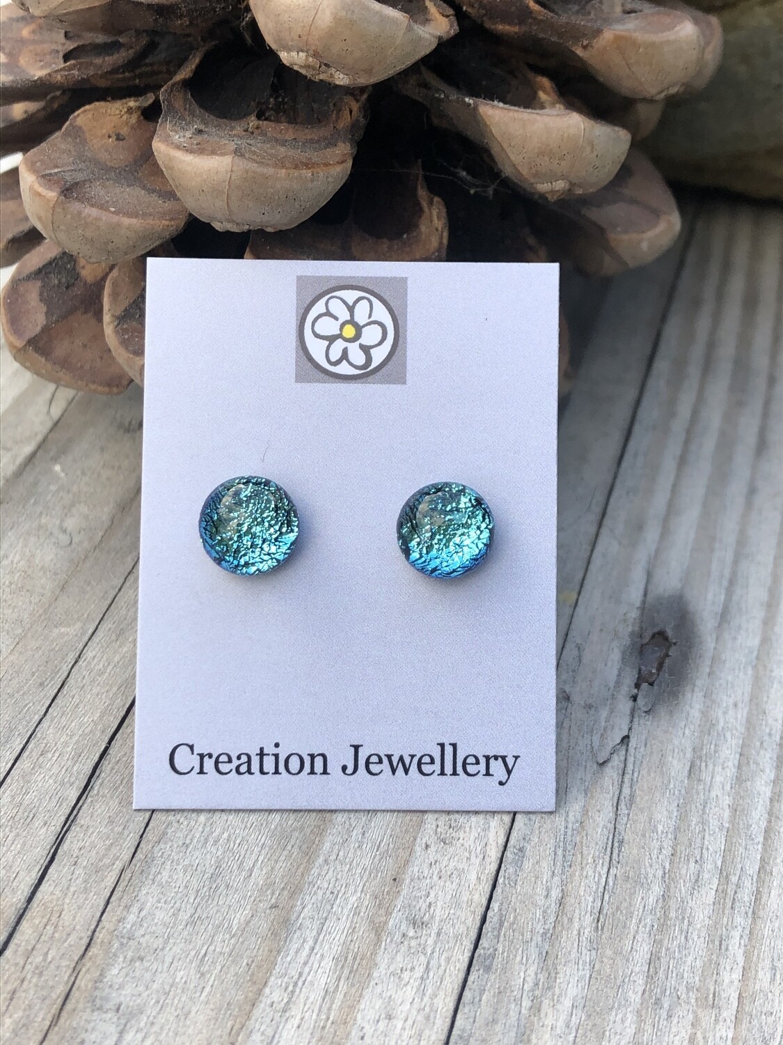 Dichroic Glass Earrings - Aqua