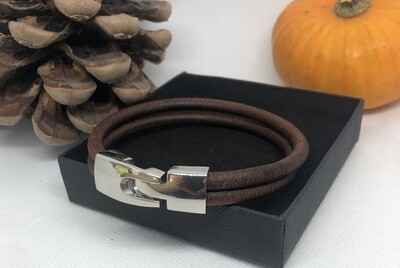 Men’s 6mm double Leather Bracelet - Brown