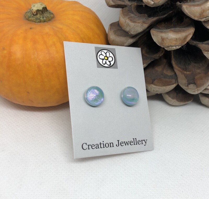Dichroic Glass Earrings - Light Blue