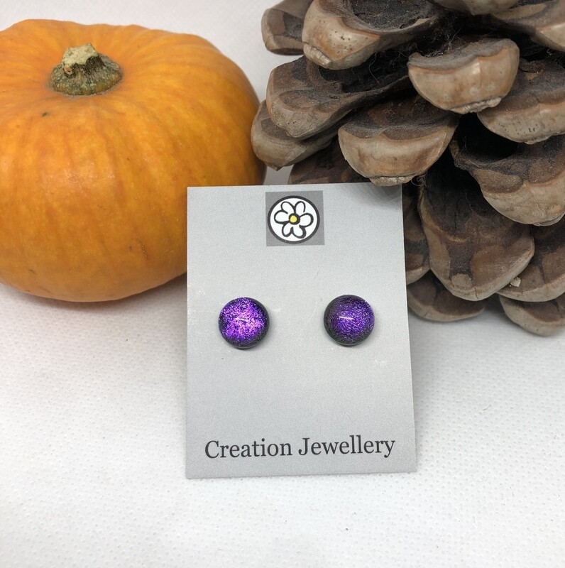 Dichroic Glass Earrings - Purple
