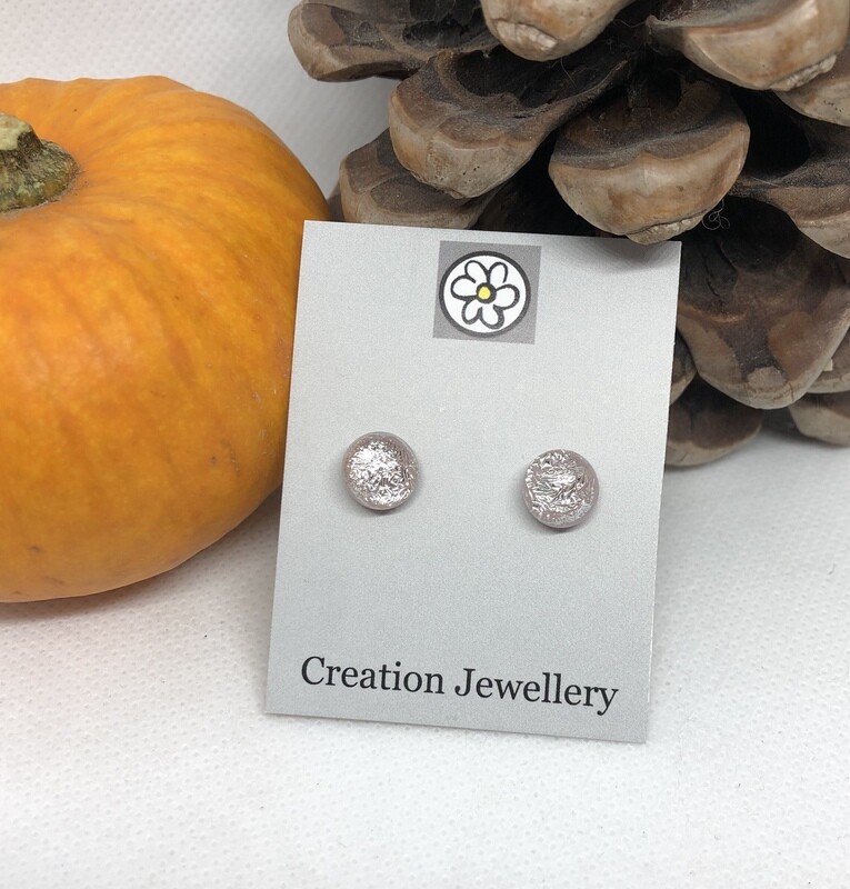 Dichroic Glass Earrings - Pink/Silver