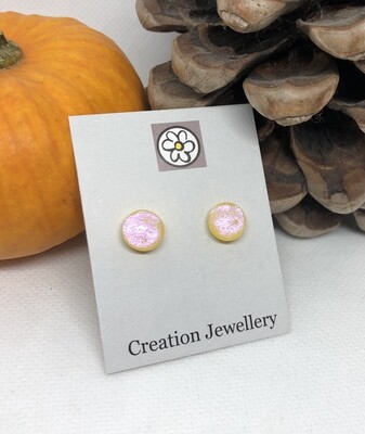 Dichroic Glass Earrings - Yellow with Pink