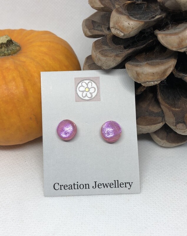Dichroic Glass Earrings - Cranberry