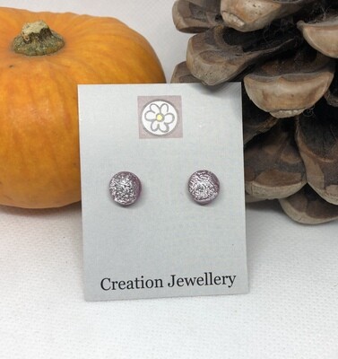 Dichroic Glass Earrings - Silver/Cranberry