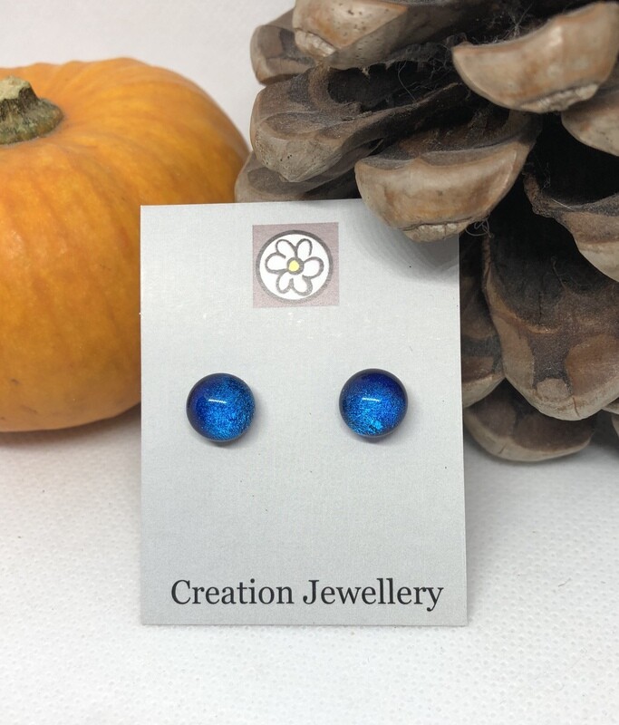 Dichroic Glass Earrings - Royal Blue