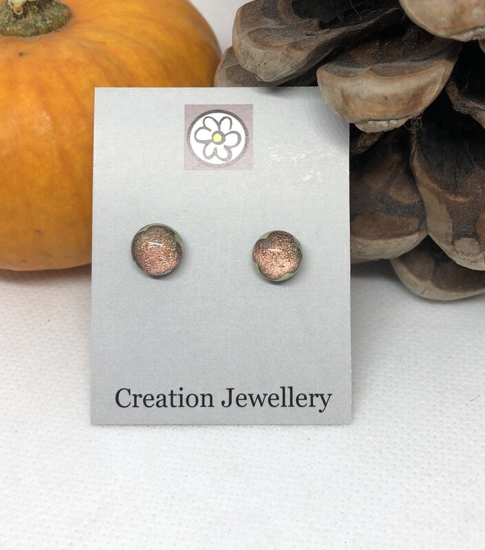 Dichroic Glass Earrings - Copper/Silver/Pink