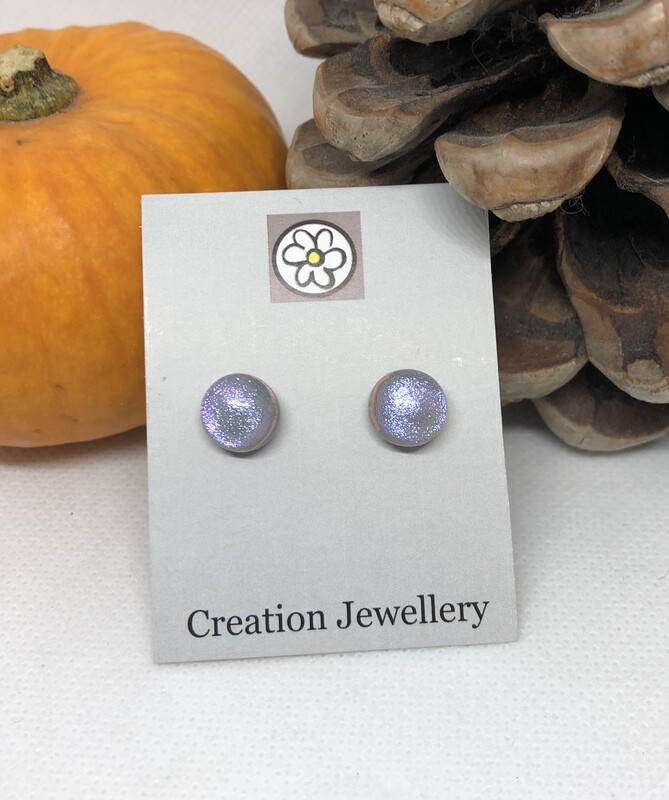 Dichroic Glass Earrings - Grey/Lilac/Blue