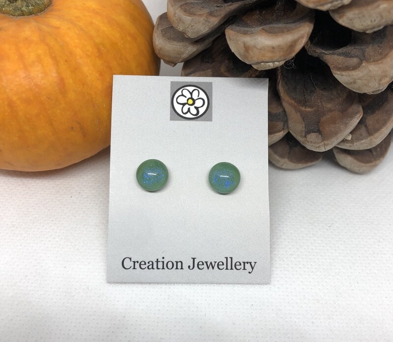 Dichroic Glass Earrings - Teal/Blue
