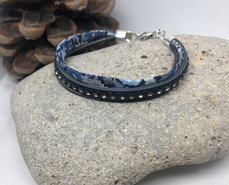 Swarovski Leather Bracelet - Navy