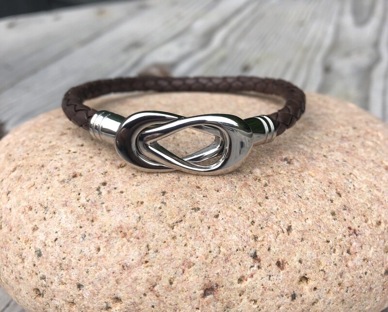 Stainless Steel  Bracelet - Braided Chocolate Brown