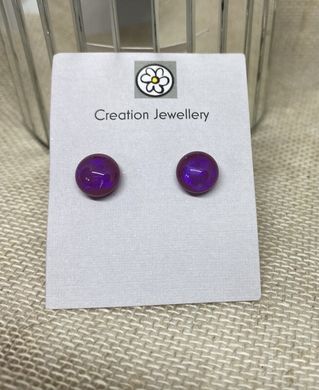 Dichroic Glass Earrings - Pink