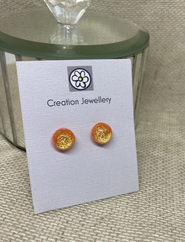 Dichroic Glass Earrings - Orange