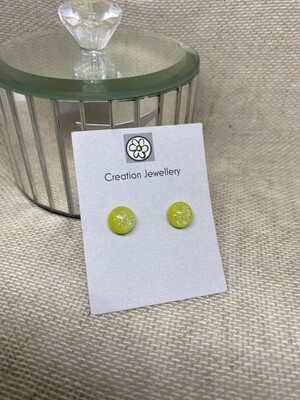 Dichroic Glass Earrings - Lime