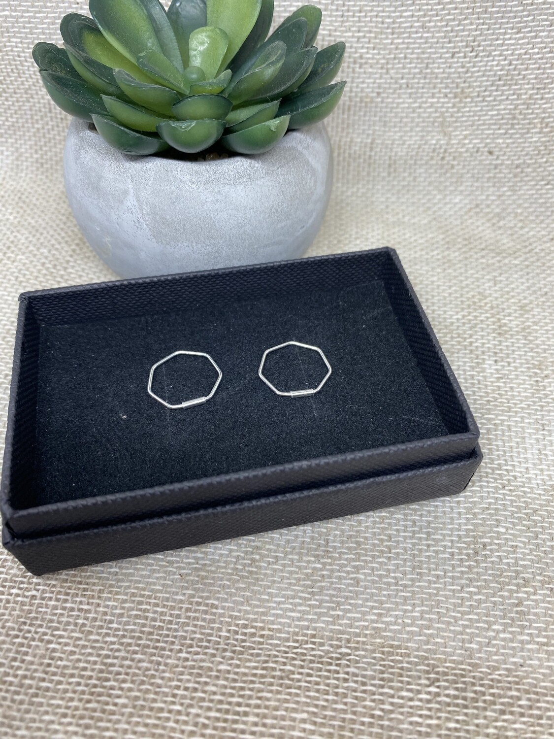 Sterling Silver Hexagon Earrings