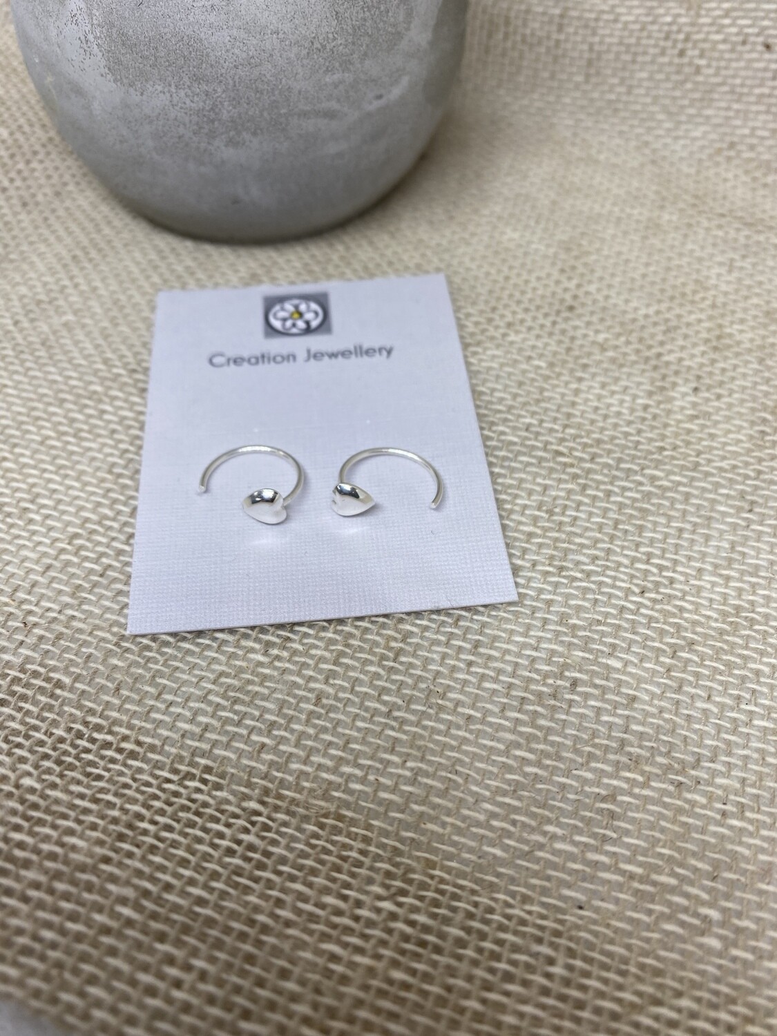 Sterling Silver Heart hoop  Earrings