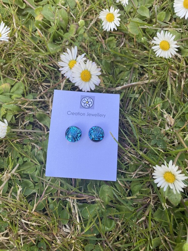 Dichroic Glass Earrings - Vivid Blue
