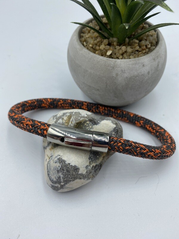 Men’s 8mm Dinghy rope bracelet - Orange & Dark Grey