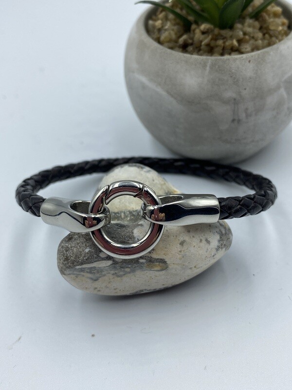 Men’s 5mm  braided Leather Bracelet - Black