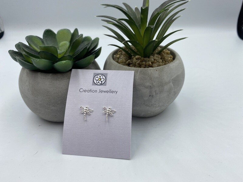 Sterling Silver Dragonfly Stud Earrings