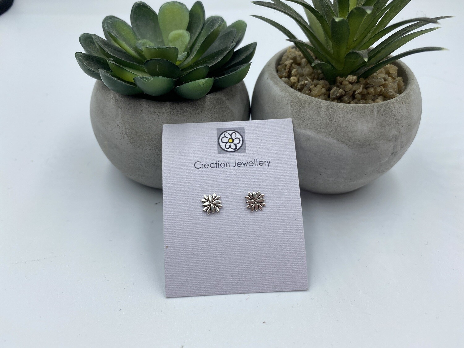 Sterling Silver 7mm Ornate Stud Earrings