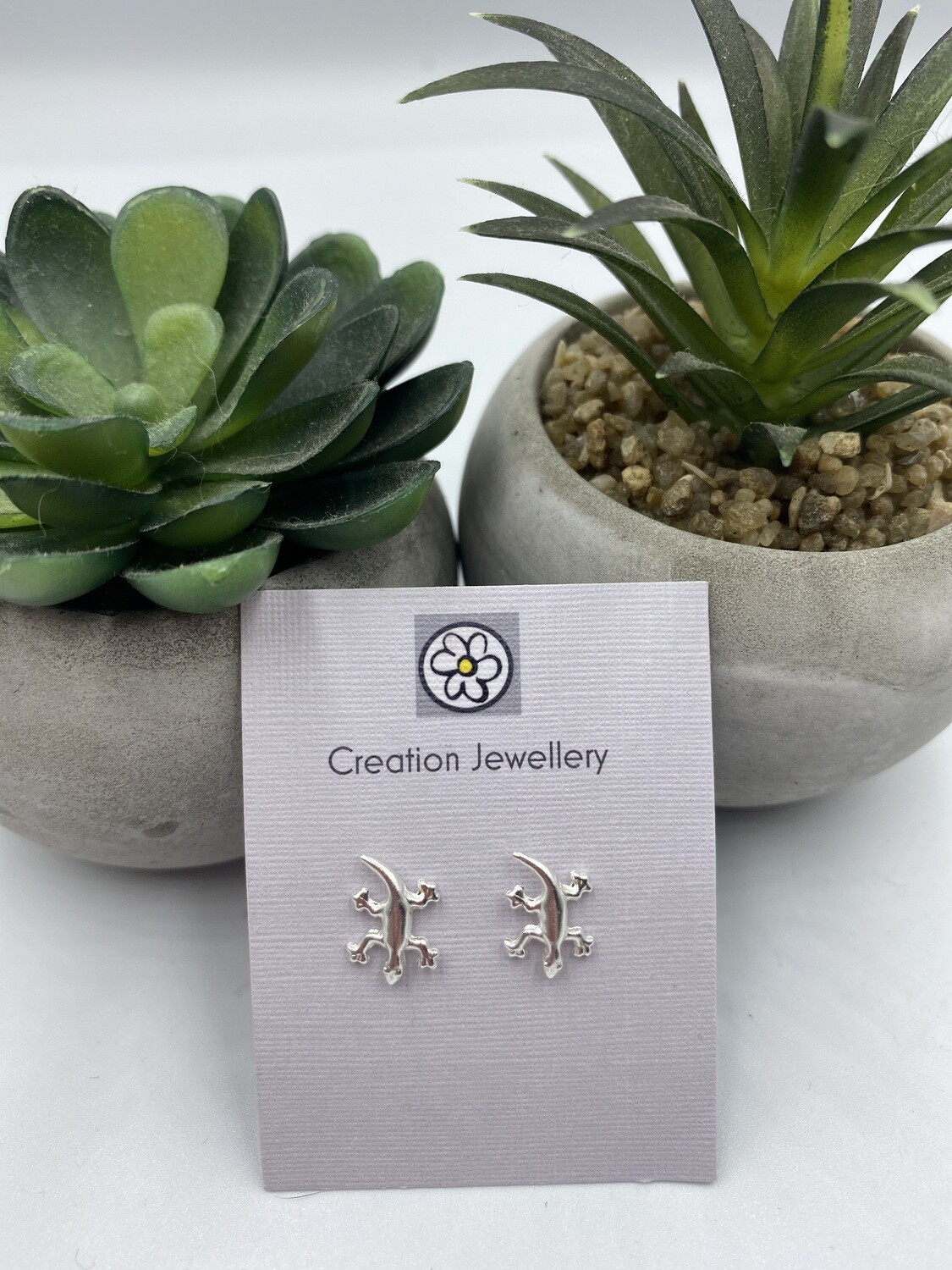 Sterling Silver Gecko Stud Earrings