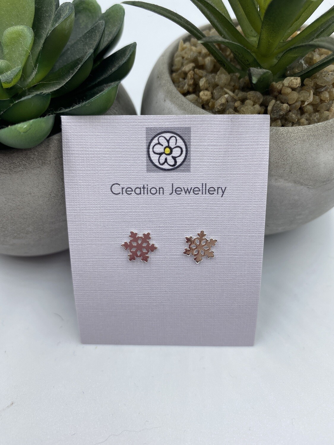 Sterling Silver Snowflake  stud Earrings