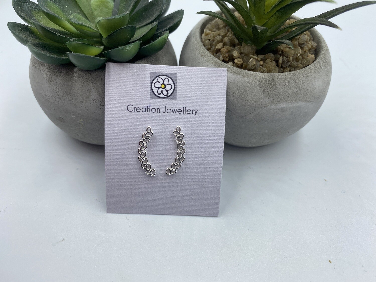 Sterling Silver Leaf Design Ear Climbers