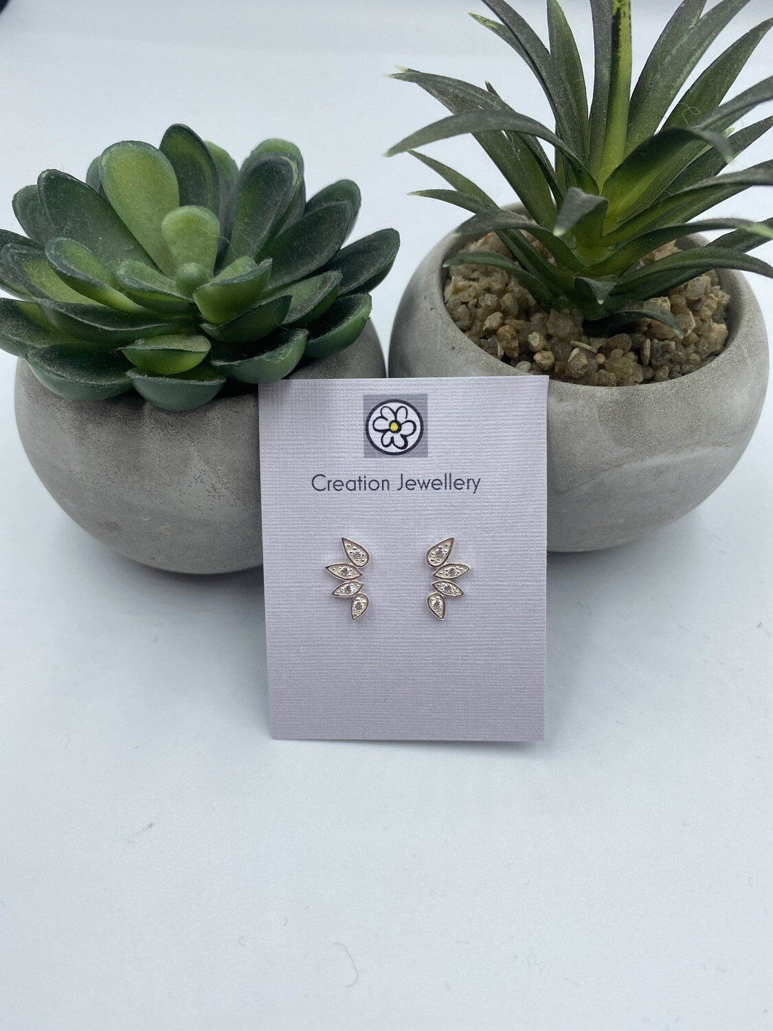 Sterling Silver sparkling Leaf Design Studs