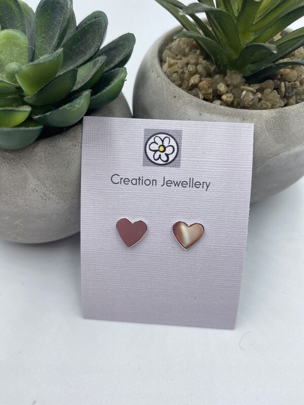 Sterling Silver Heart Stud Earrings 8mm