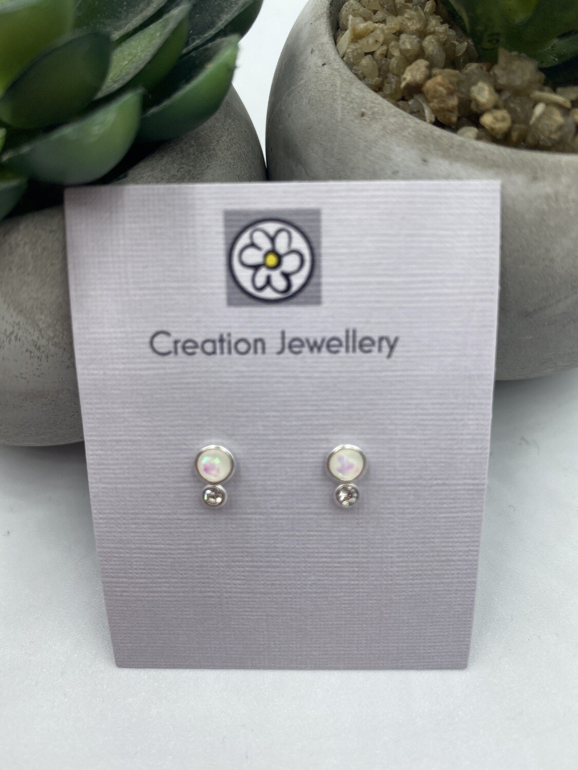 Sterling Silver Pearl and Diamanté Earrings
