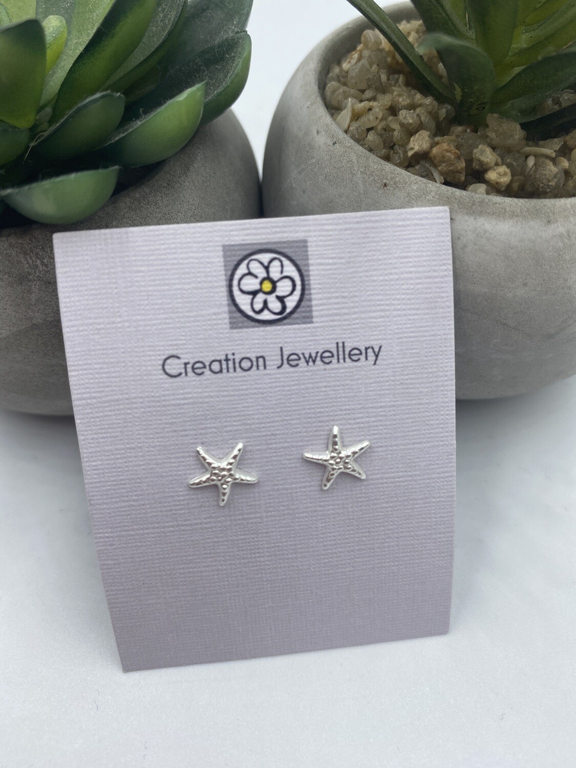 Sterling Silver Textured Starfish Stud Earrings