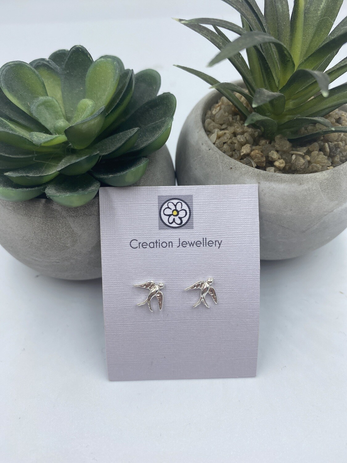 Sterling Silver Swallows Stud Earrings