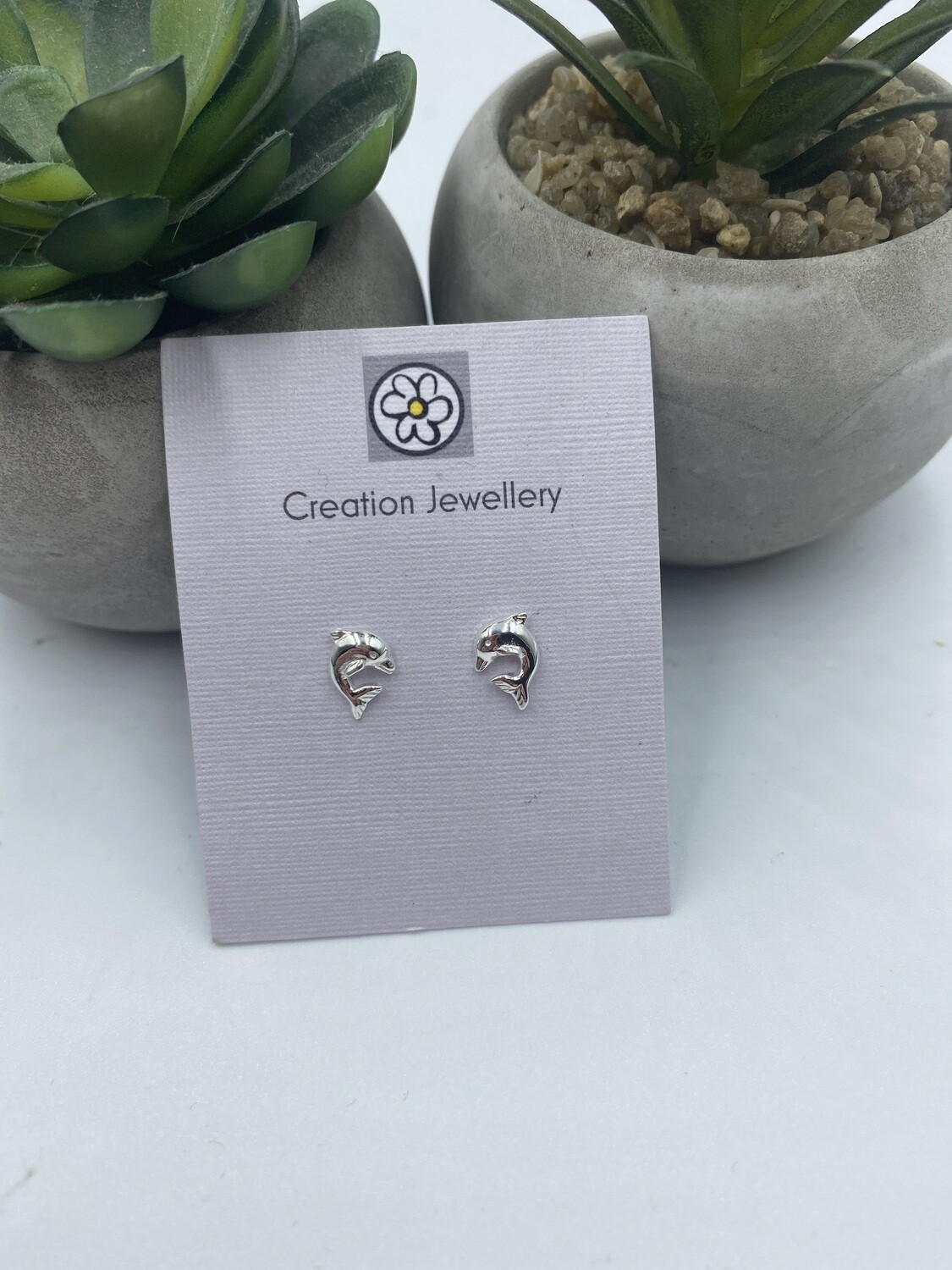 Sterling Silver Dolphin Stud Earrings