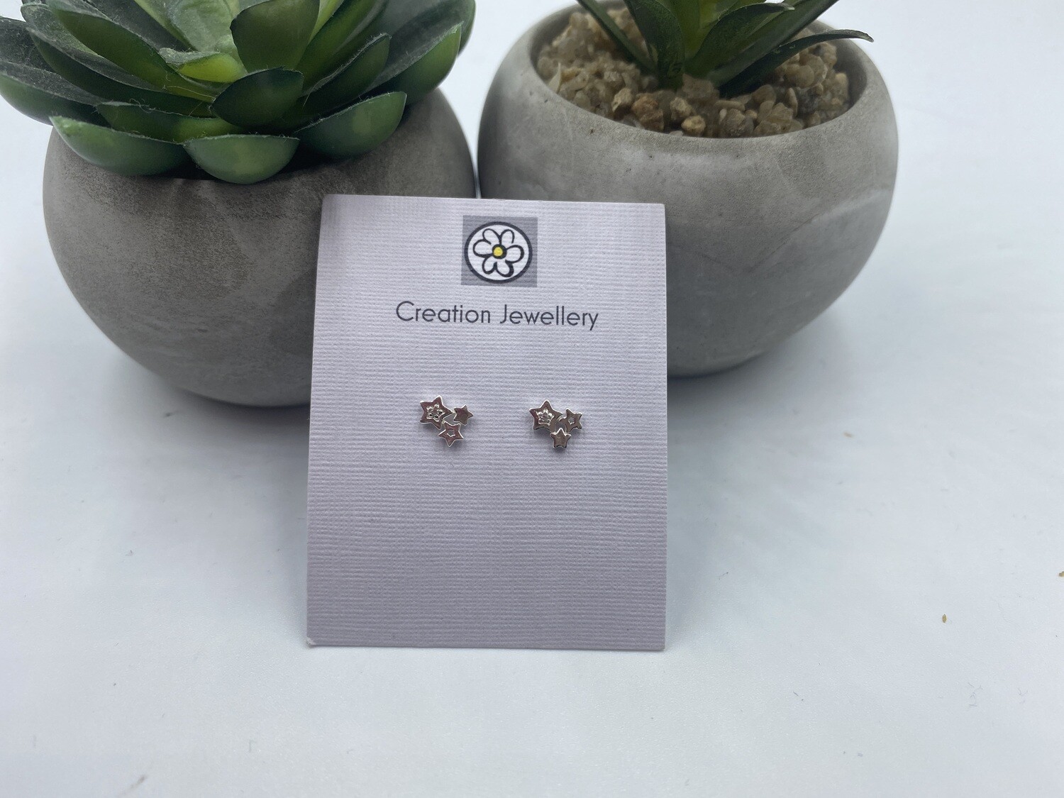 Sterling Silver Triple Star Earrings