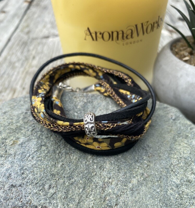 Double Wrap Bracelet - Black, Grey and Yellow