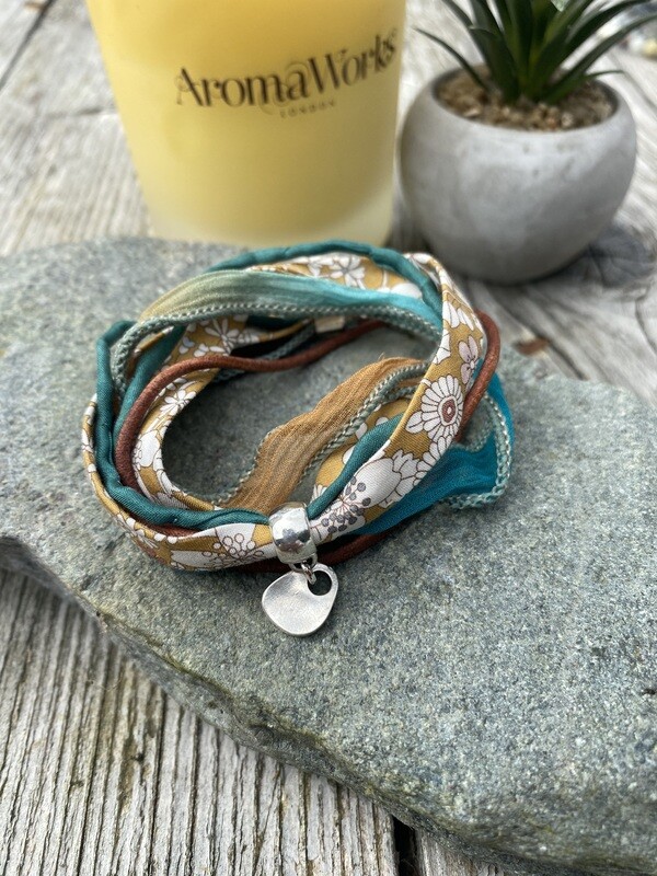 Double Wrap Bracelet - Earthy Green, Brown & Ochre