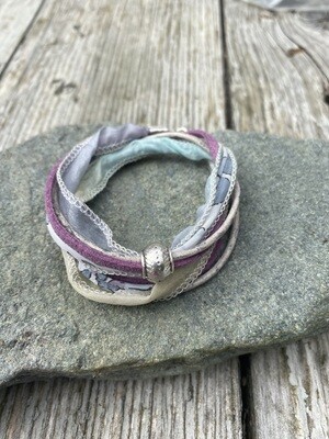 Double Wrap Bracelet - Purples, Lilac and Grey