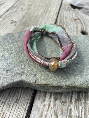 Double Wrap Bracelet - Pink and Green